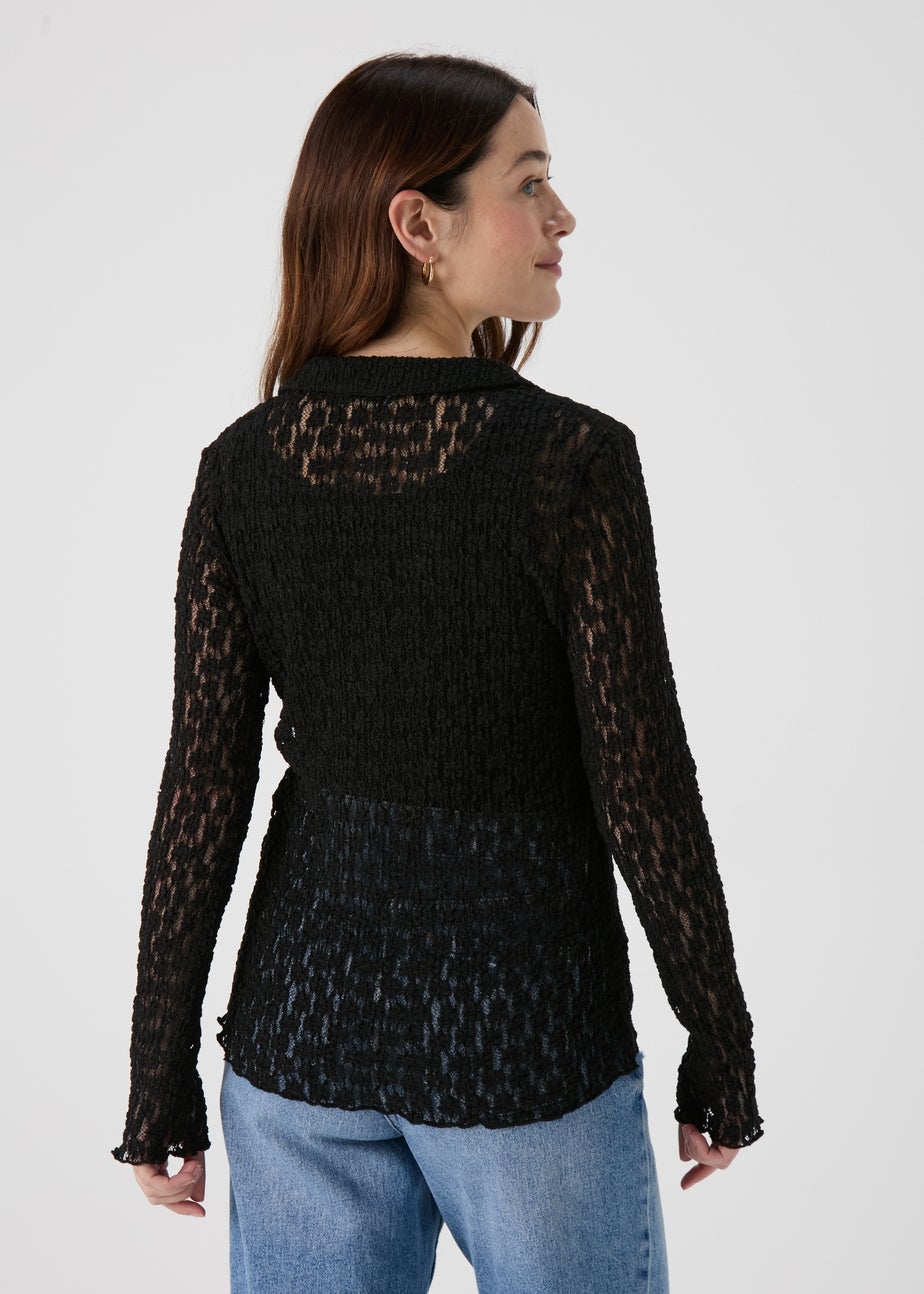 Black Open Knit Shirt