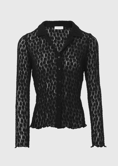 Black Open Knit Shirt