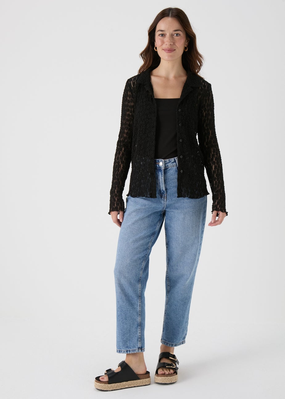 Black Open Knit Shirt