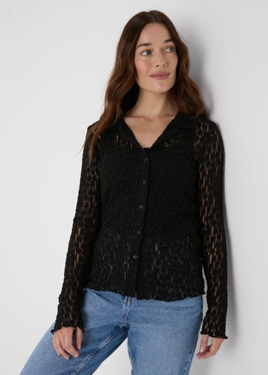 Black Open Knit Shirt