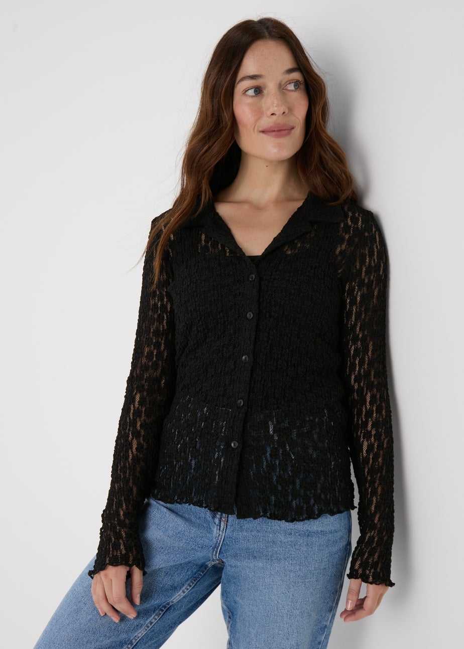 Black Open Knit Shirt