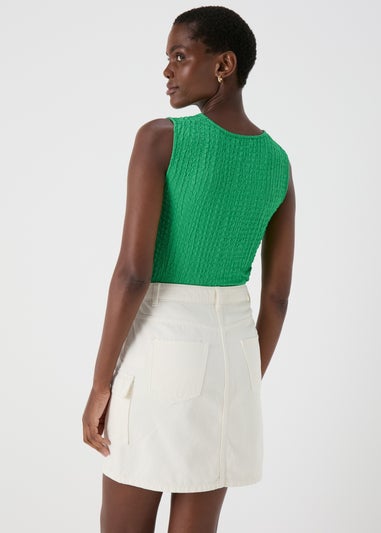 Green Seam Detail Textured Vest