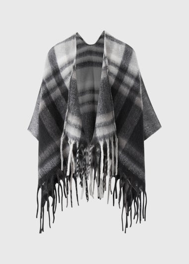 Black Check Brushed Shawl