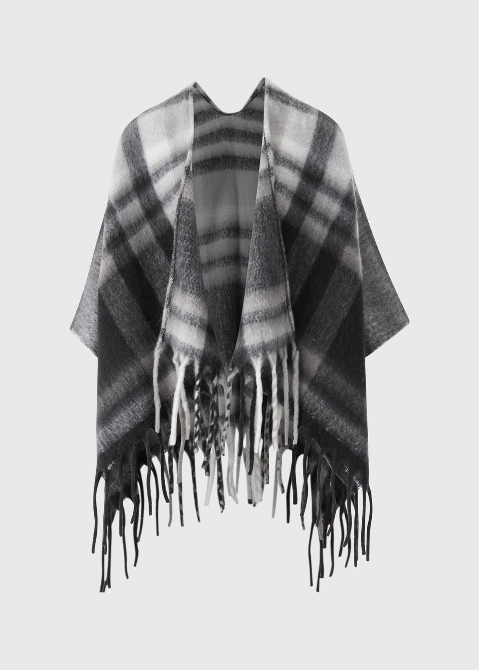 Black Check Brushed Shawl
