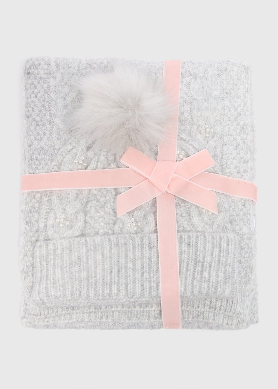2 Piece Grey Hat & Scarf Gift Set