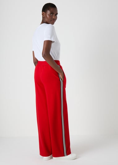 Red Side Stripe Wide Leg Trousers