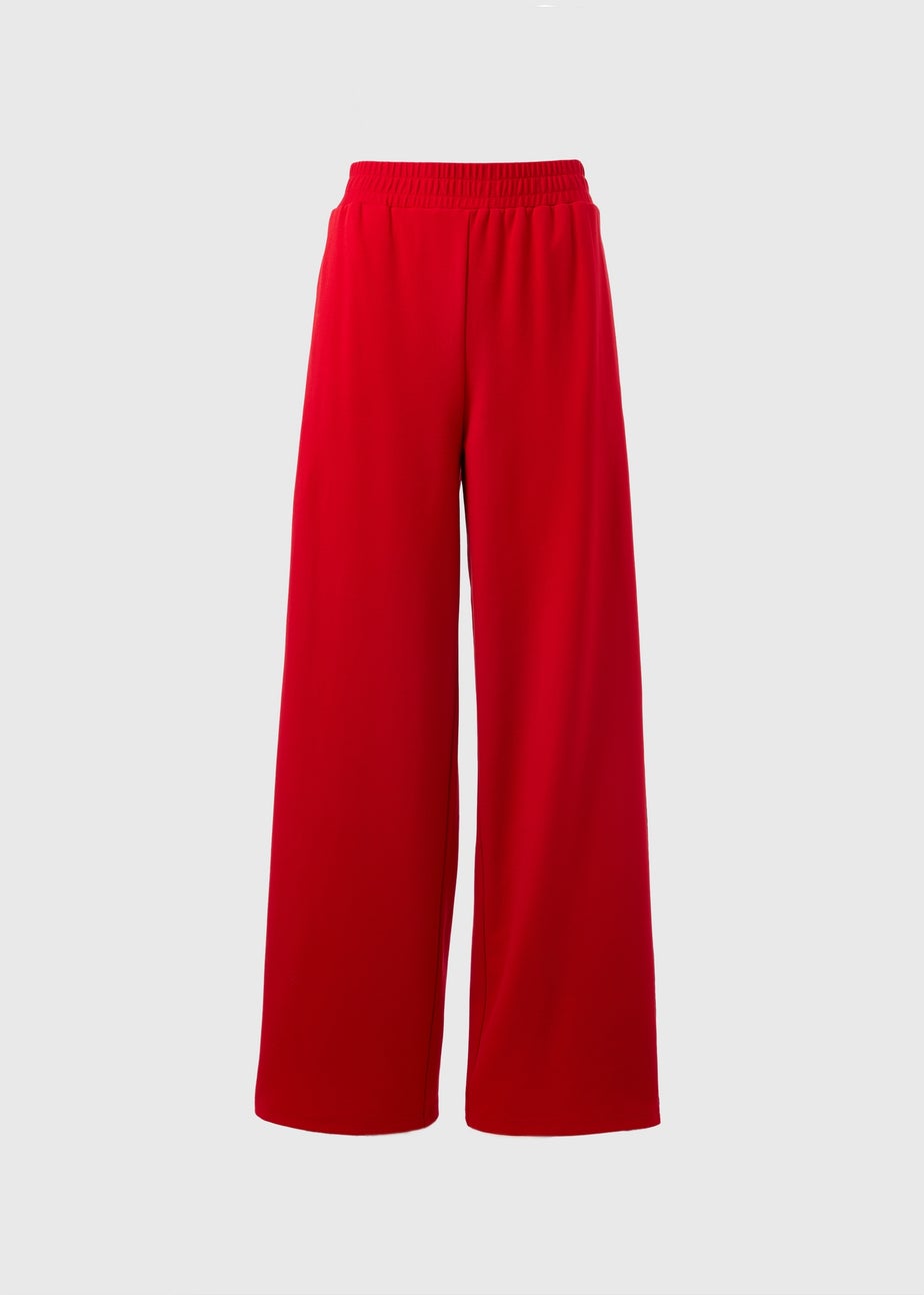 Red Side Stripe Wide Leg Trousers