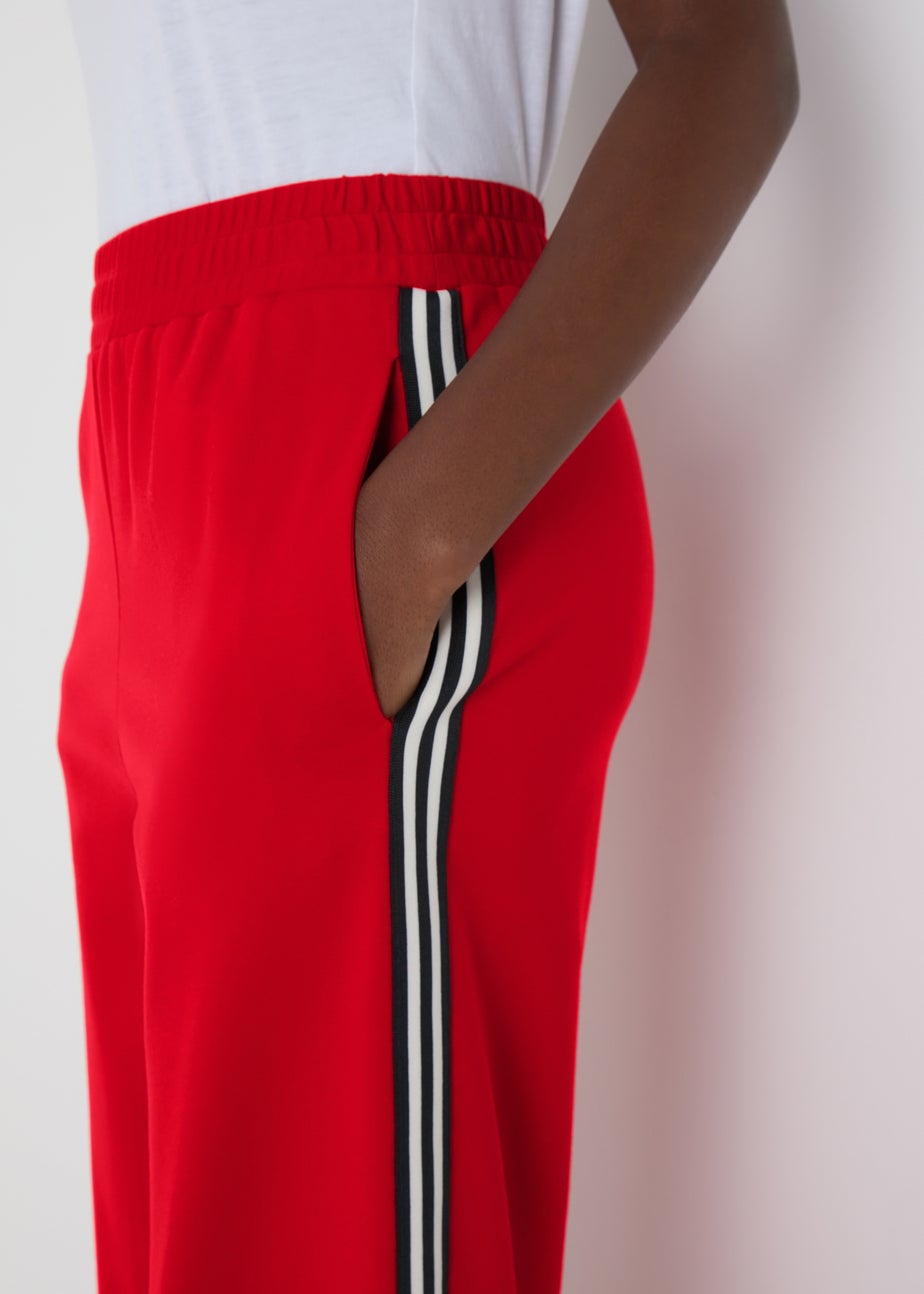 Red Side Stripe Wide Leg Trousers