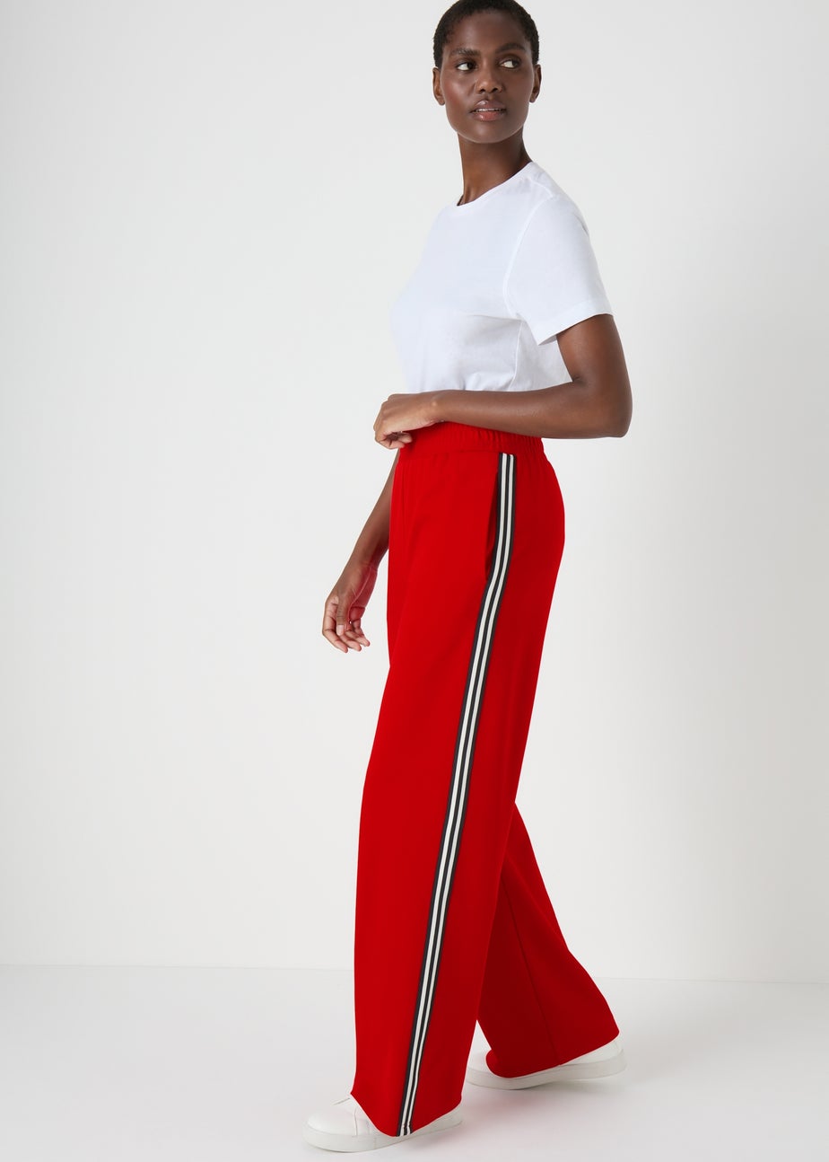 Red Side Stripe Wide Leg Trousers