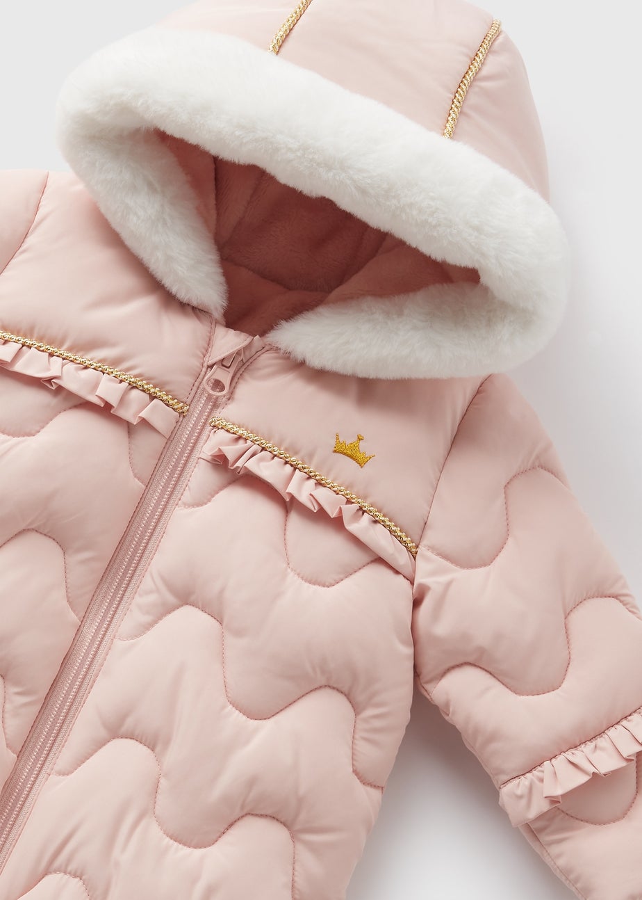 Baby Pink Frill Showerproof Snowsuit (Newborn-18mths)