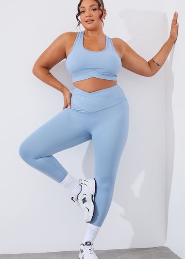 In The Style Blue Cross Over Sports Bra