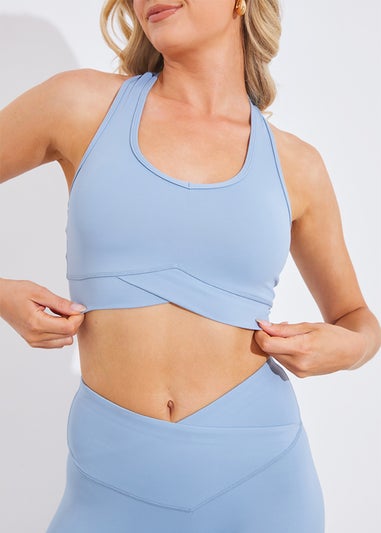 In The Style Blue Cross Over Sports Bra