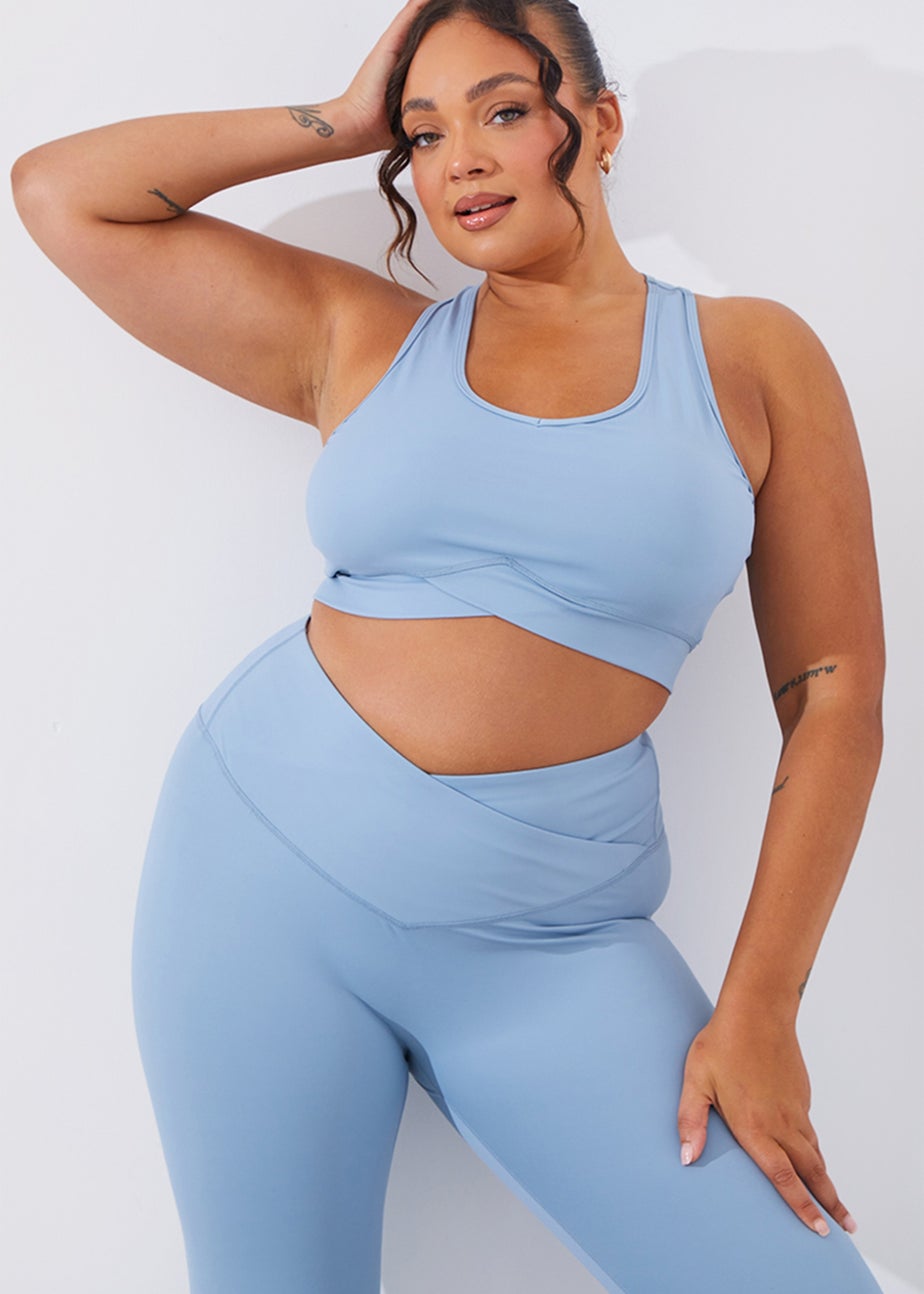 In The Style Blue Cross Over Sports Bra