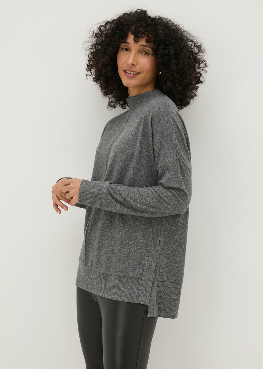 Charcoal Front Seam Oversized Top