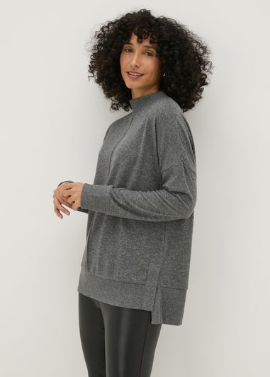 Charcoal Front Seam Oversized Top
