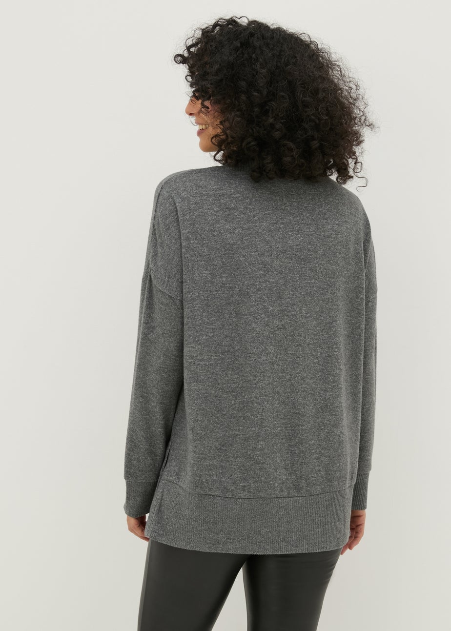 Charcoal Front Seam Oversized Top