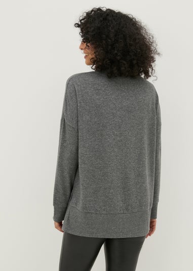Charcoal Front Seam Oversized Top