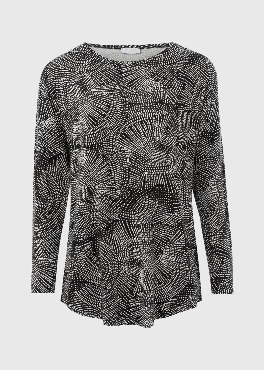 Black Swirl Viscose Longline Top