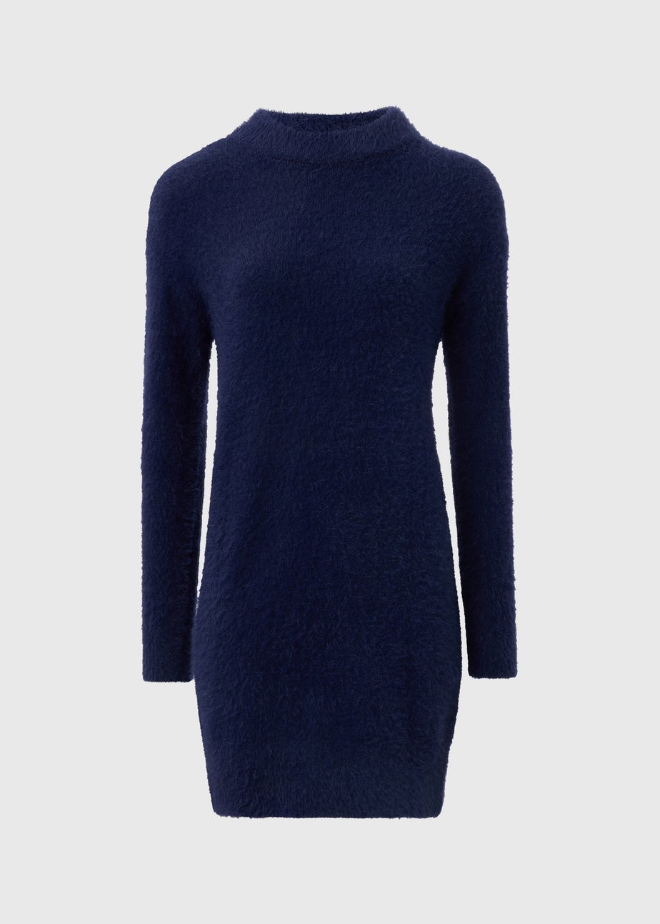 Blue Feather Yarn Mini Jumper Dress