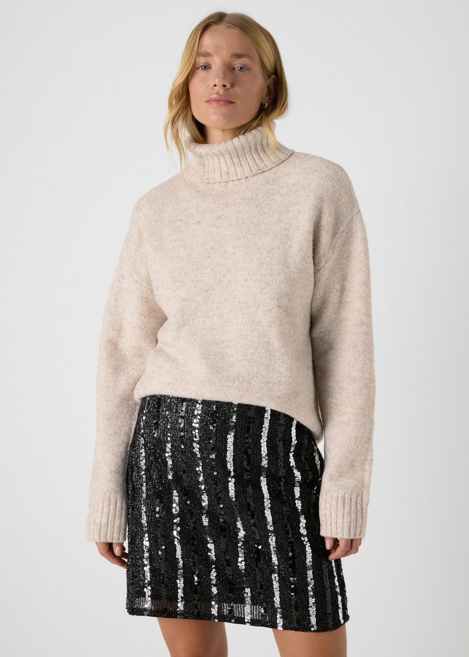 Oatmeal Roll Neck Jumper