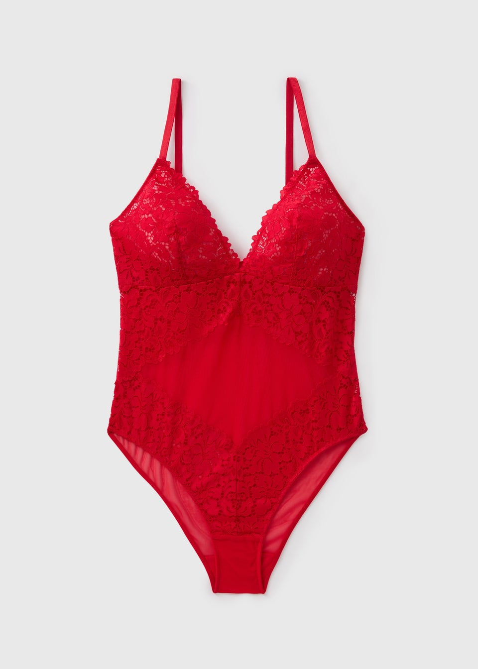 Red Lace V-Neck Bodysuit