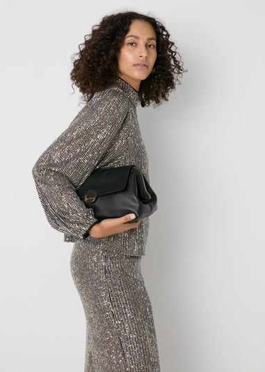 Et Vous Silver Sequin High Neck Blouse