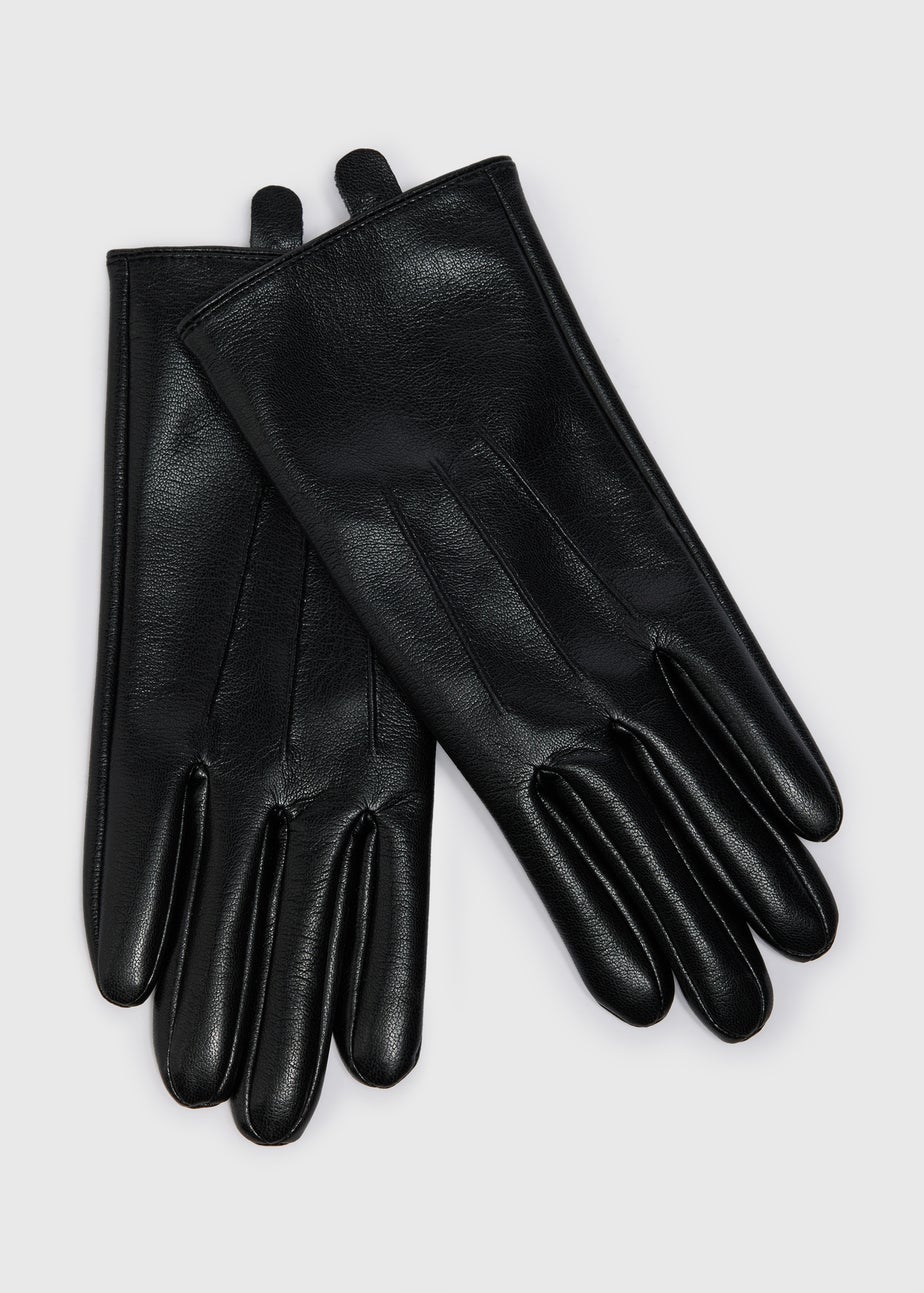 Black Faux Leather Gloves
