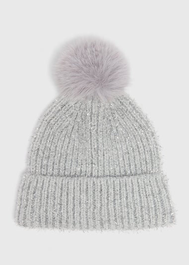 Wondrous Silver Pom Pom Beanie