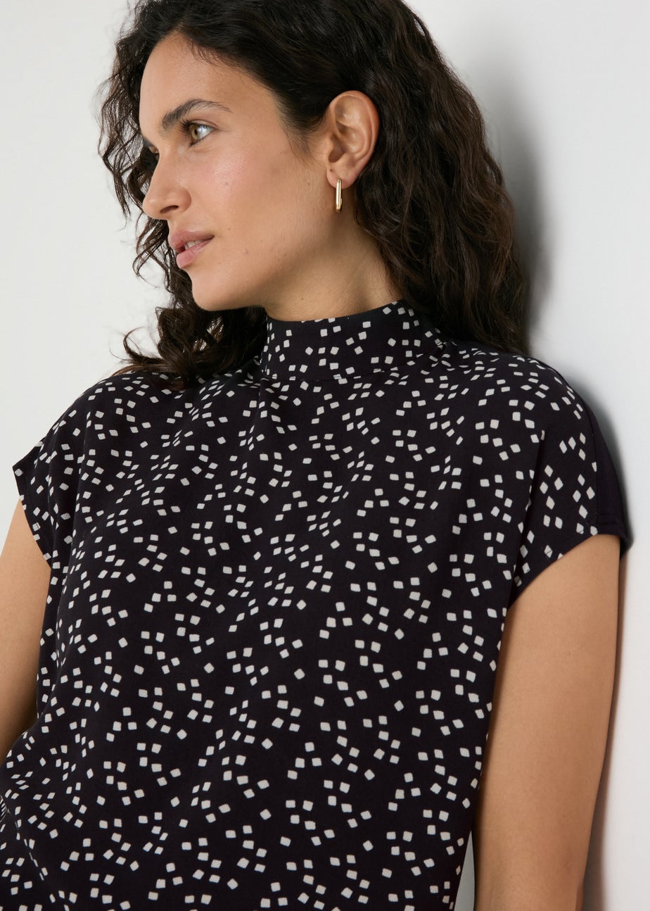 Et Vous Black Square Print Top