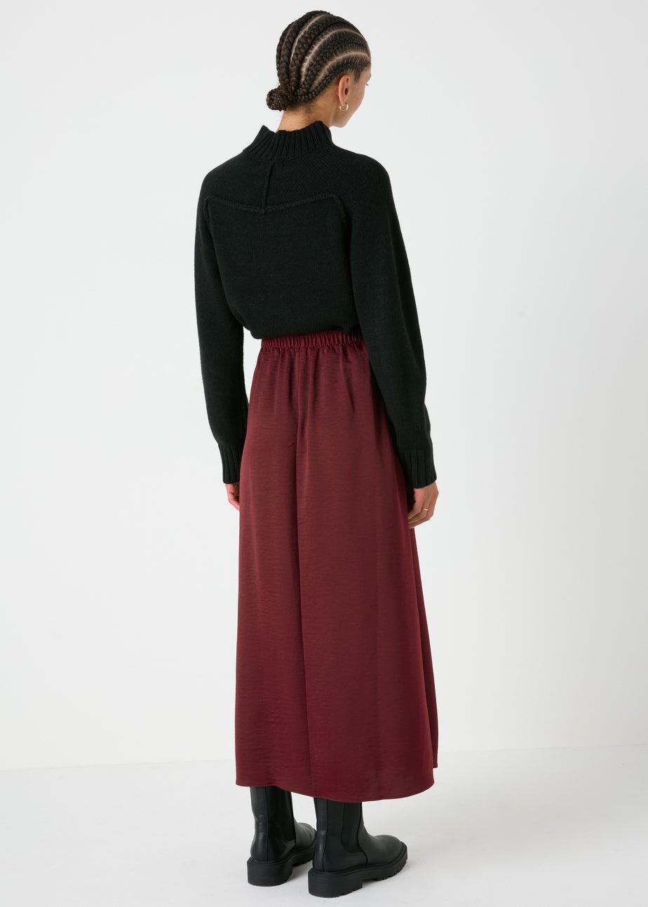 Burgundy Satin Midaxi Slip Skirt
