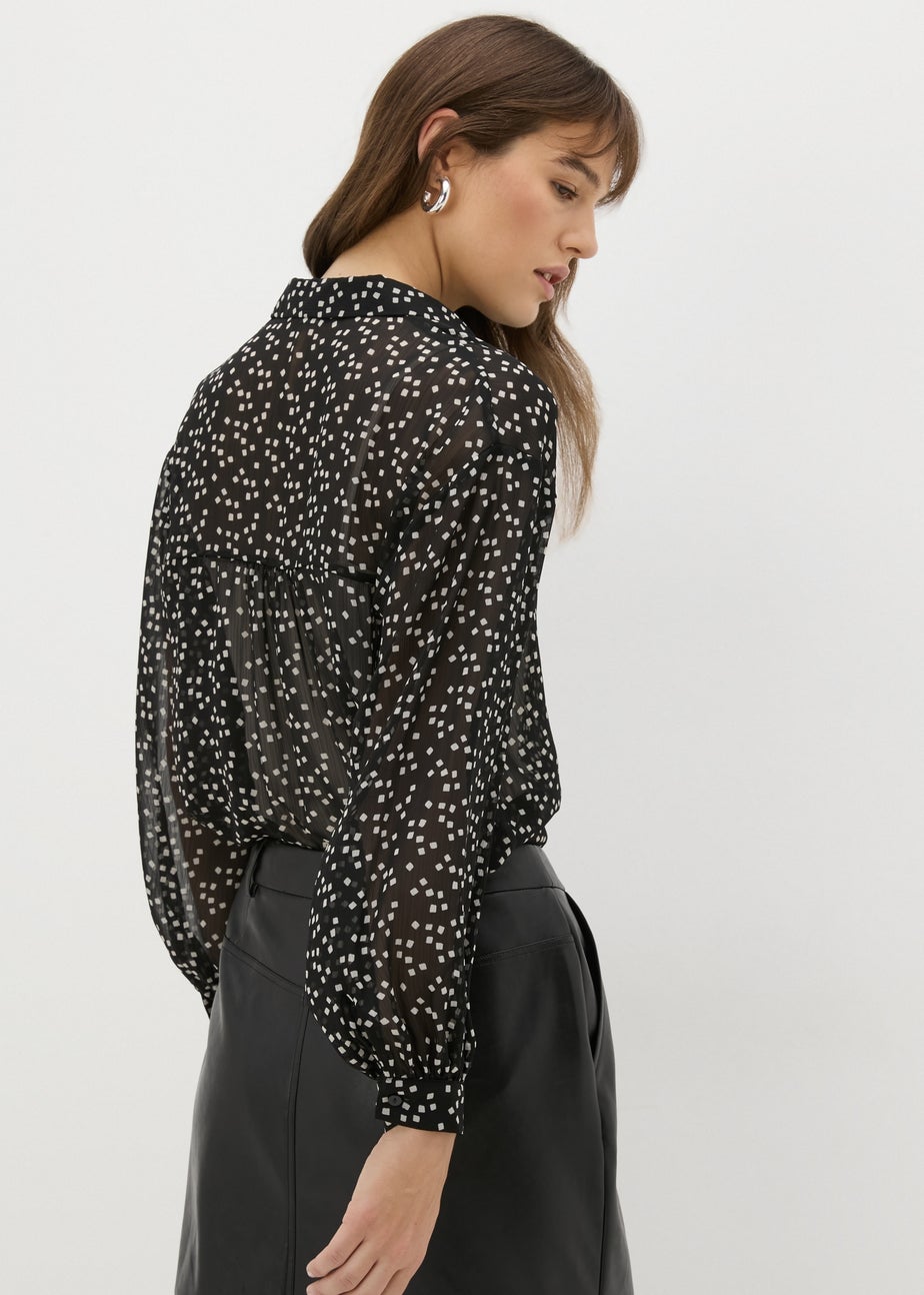 Et Vous Black Square Print Shirt