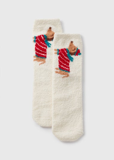 1 Pack Cream Dog Cosy Socks In A Box