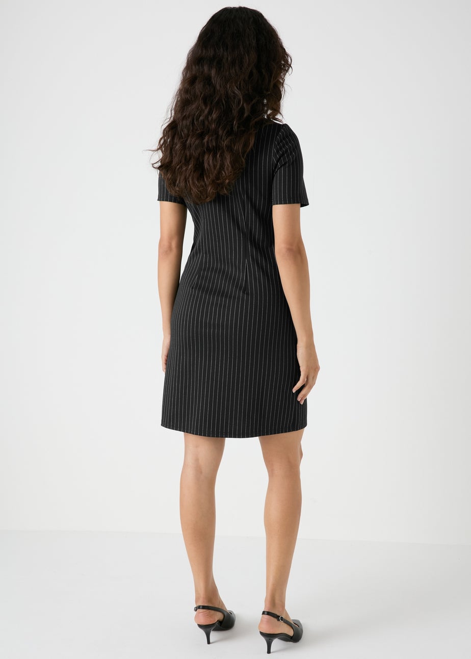 Et Vous Grey Ponte Stripe Dress
