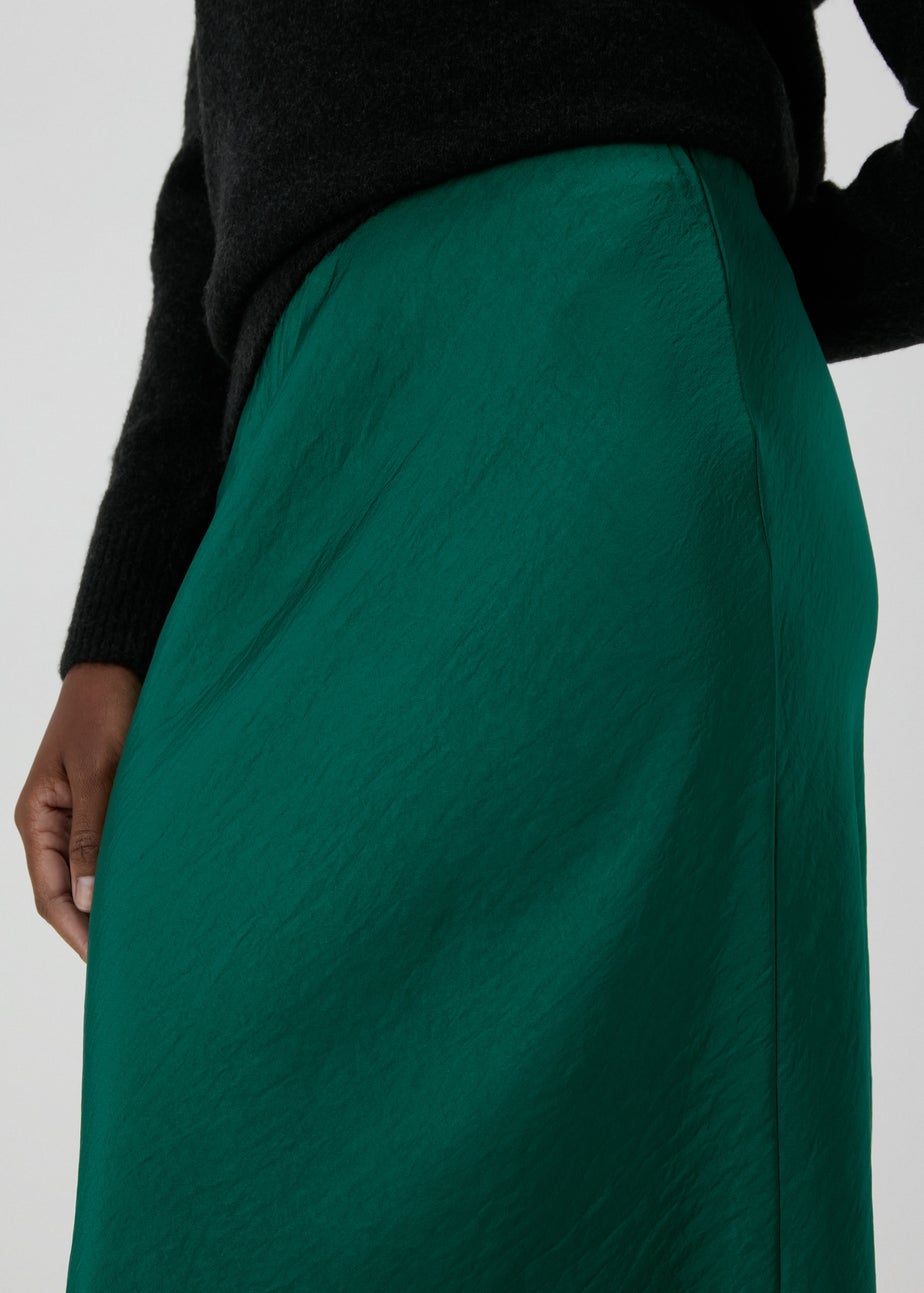 Et Vous Green Midi Satin Skirt