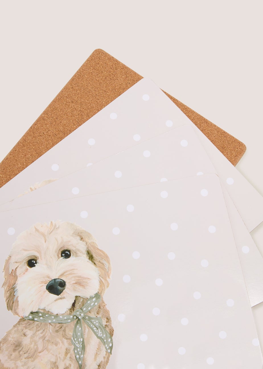 4 Pack Grey Connie Cockapoo Placemats (10.5cm x 10.5cm)