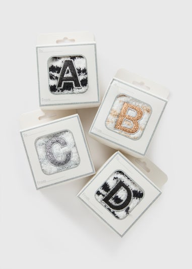 White Animal Print Initial Socks In A Box