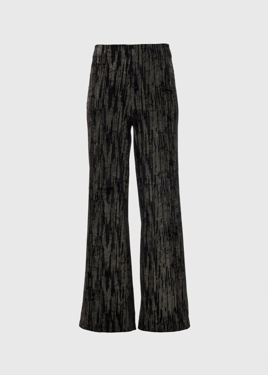 Et Vous Black Glitter Velvet Trousers
