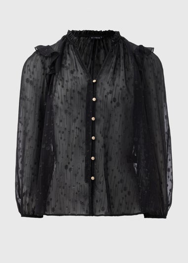 Et Vous Black Frill Shoulder Blouse