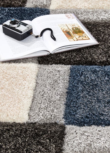 Origins Blue 3D GEO Shaggy Rug