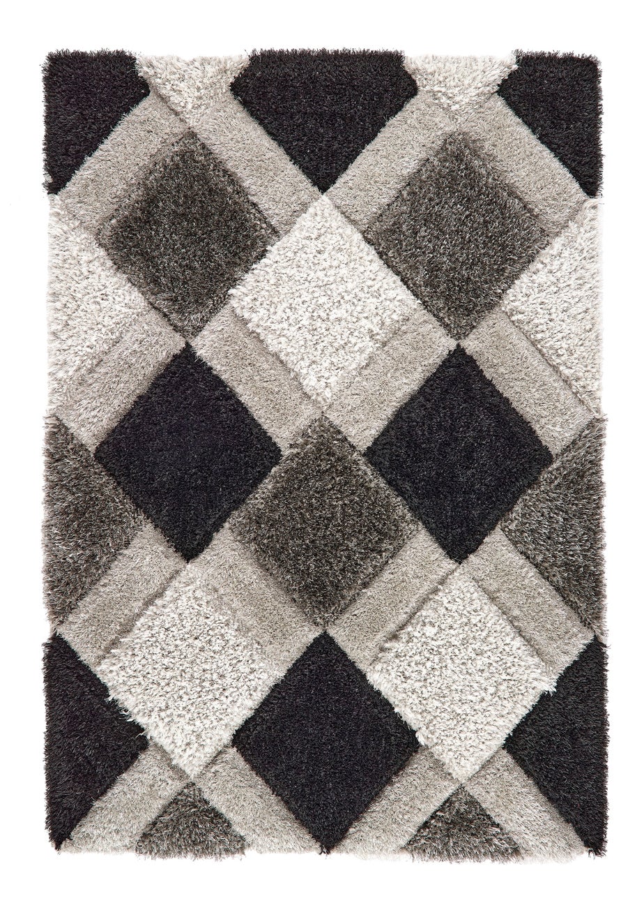 Origins Grey 3D GEO Shaggy Rug
