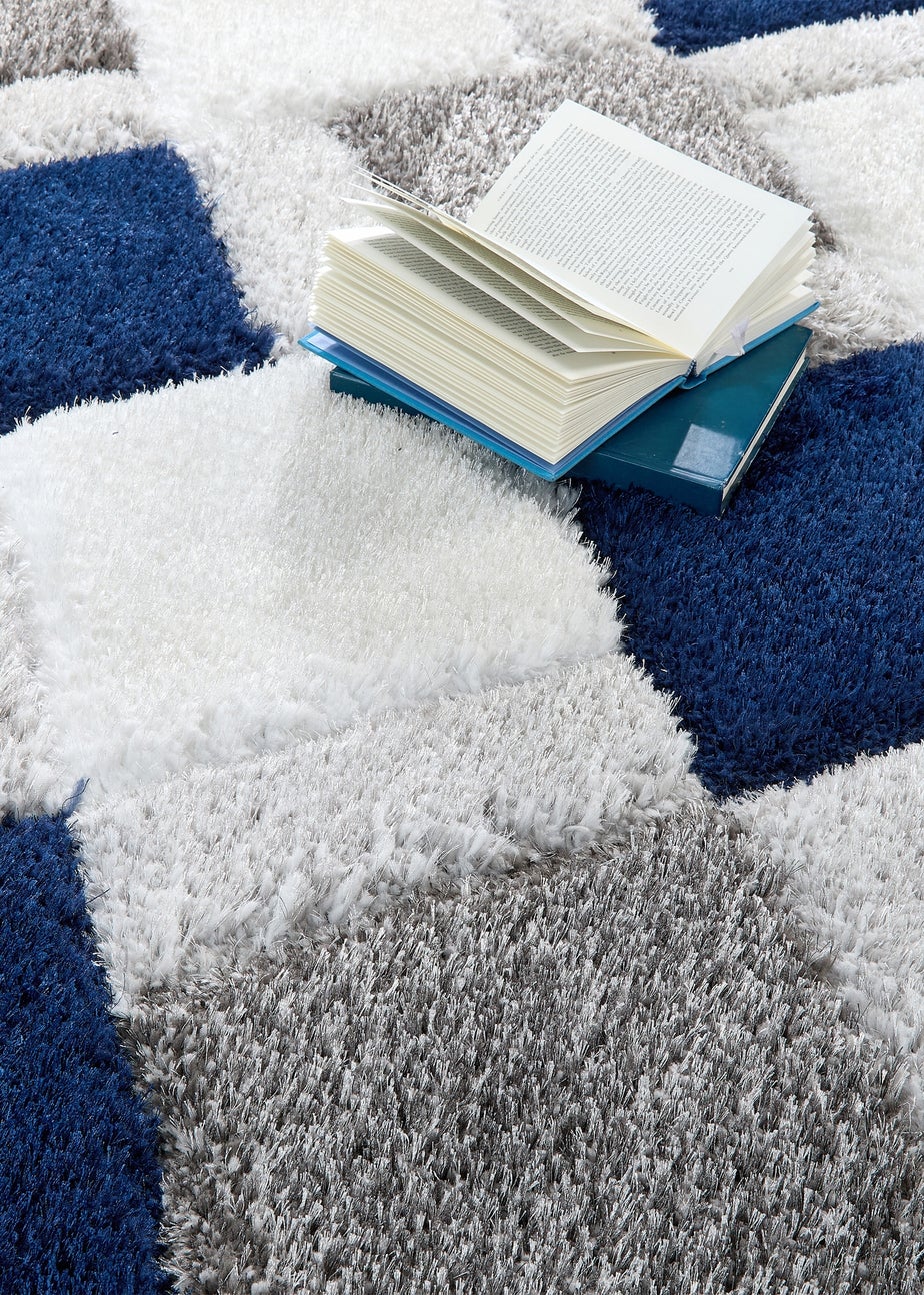 Origins Navy 3D GEO Shaggy Rug