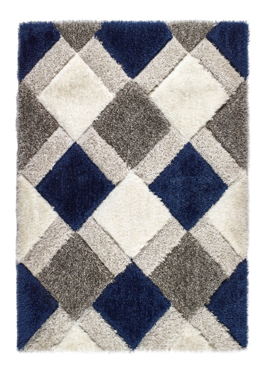 Origins Navy 3D GEO Shaggy Rug
