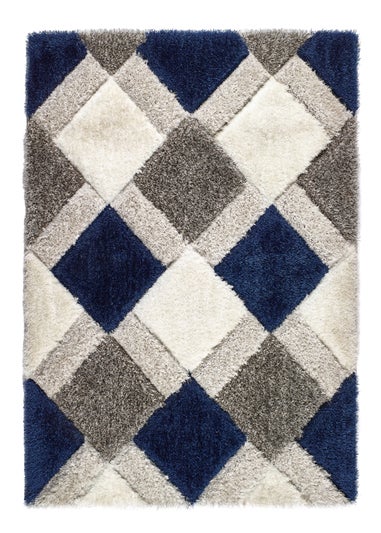 Origins Navy 3D GEO Shaggy Rug