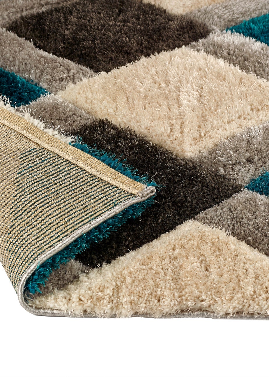 Origins Teal 3D GEO Shaggy Rug