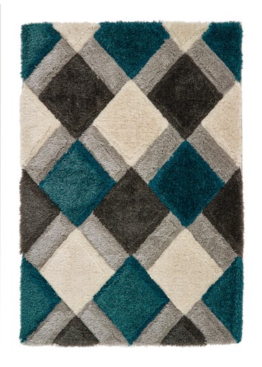Origins Teal 3D GEO Shaggy Rug