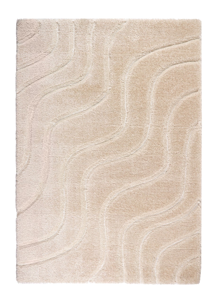 Origins Cream Soft Carved Wave Rug