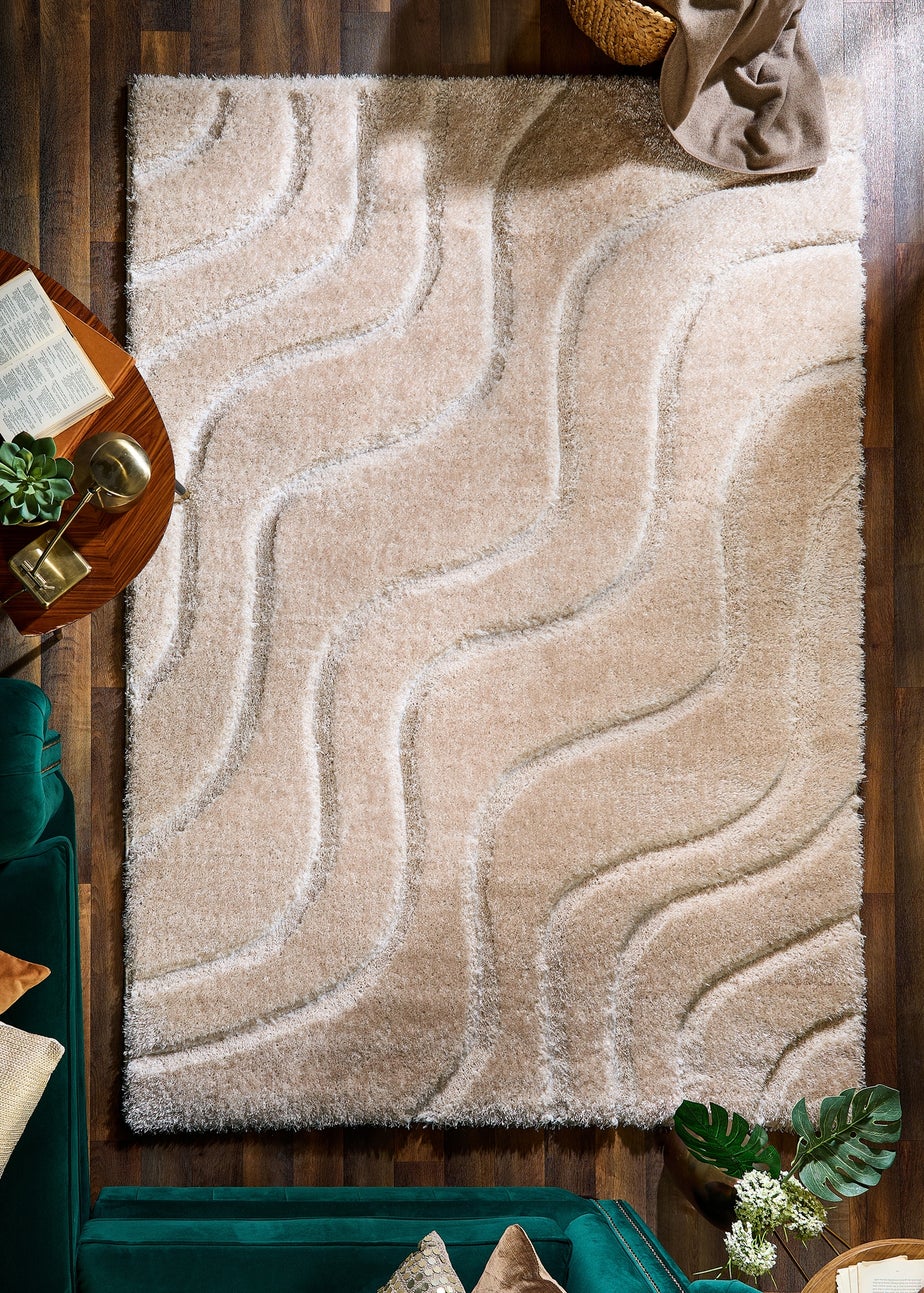 Origins Cream Soft Carved Wave Rug