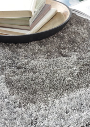 Origins Silver Shimmer Shaggy Border Rug