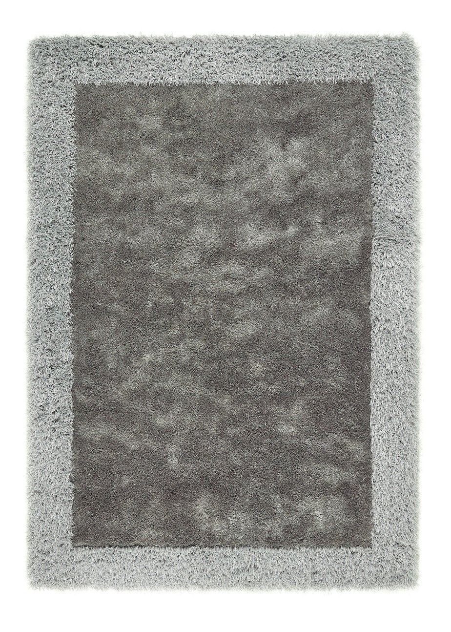 Origins Silver Shimmer Shaggy Border Rug