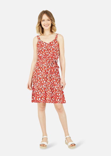 Mela Red Floral Ditsy Dress
